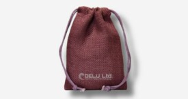 Burlap Drawstring Pouch – Burgundy