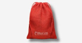 Burlap Drawstring Pouch – Red