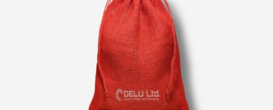 Burlap Drawstring Pouch – Red
