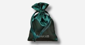 Satin Drawstring Pouch Emerald