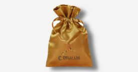 Satin Drawstring Pouch Gold