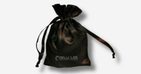 Satin Drawstring Pouch Black