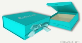 Photo box with ribbon ; Sky Blue