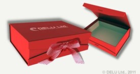 Photo box with ribbon ; Red