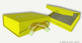 Photo box with ribbon ; Yellow