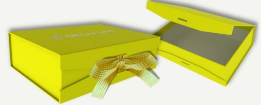 Photo box with ribbon ; Yellow