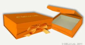 Photo box with ribbon ; Orange