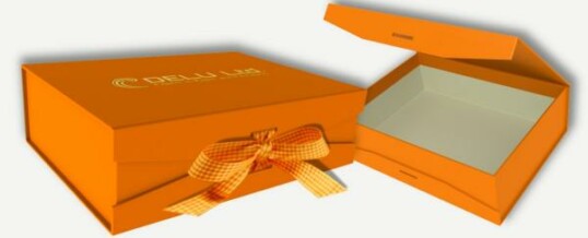 Photo box with ribbon ; Orange