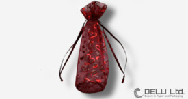 Round organza pouch Burgundy