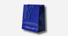 Bolsa de papel en color único más logotipo – Brillante azul