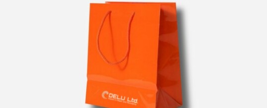 Bolsa de papel en color único más logotipo – Brillante naranja