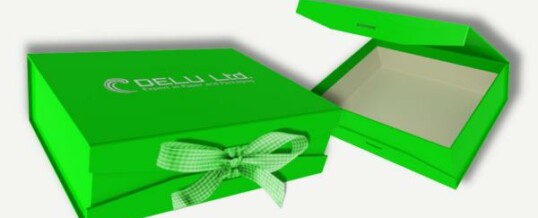Caja para fotos con cinta atada ; Verde